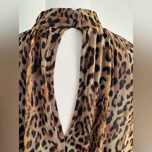 Chico's Midi Dress Ruched Mock Neck Mesh Dress Animal Print Size 16/18 - Picture 8 of 10